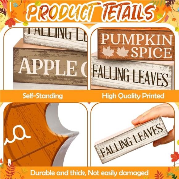 4 Pcs Fall Decor Wooden Maple Leaf Decoration Fall Tiered Tray Decor Rustic - Picture 5 of 7